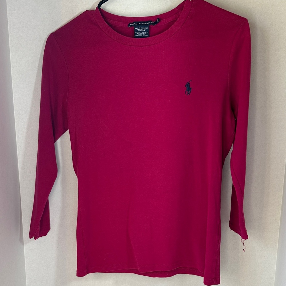 Ralph Lauren sport pink long sleeve shirt size medium
